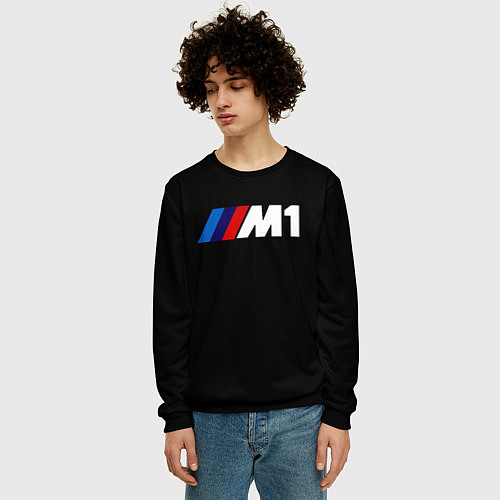 Мужской свитшот BMW m1 logo / 3D-Черный – фото 3