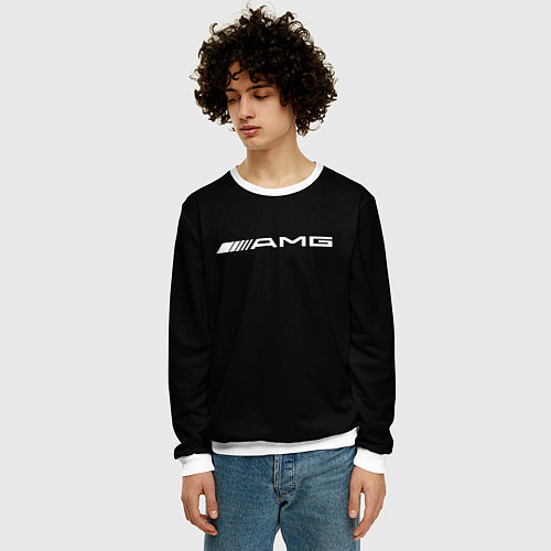 Мужской свитшот Amg logo white / 3D-Белый – фото 3