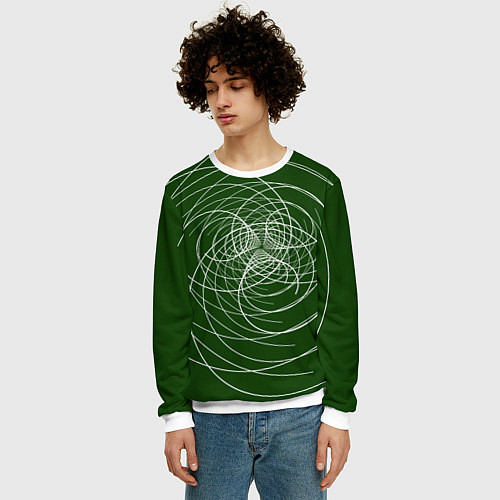 Мужской свитшот Контурные вихри / 3D-Белый – фото 3