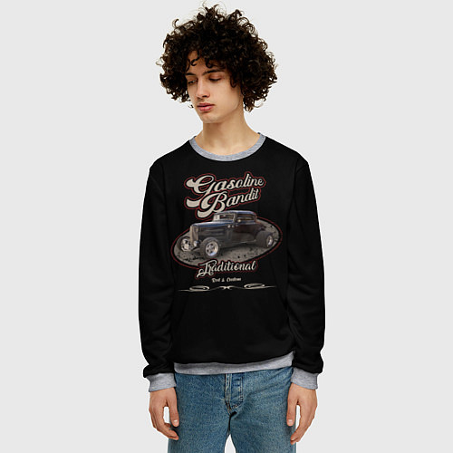 Мужской свитшот Хотрод Gasoline bandit / 3D-Меланж – фото 3