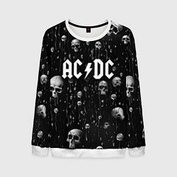 Свитшот мужской AC DC - черепа с подтеками, цвет: 3D-белый