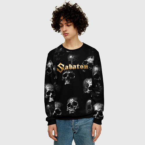 Мужской свитшот Sabaton - logo rock group / 3D-Черный – фото 3