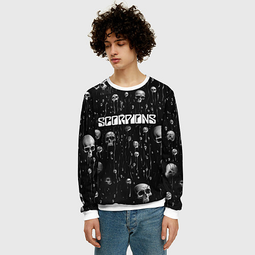 Мужской свитшот Scorpions rock group / 3D-Белый – фото 3