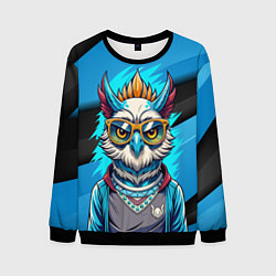 Свитшот мужской Стильная сова в одежде, цвет: 3D-черный
