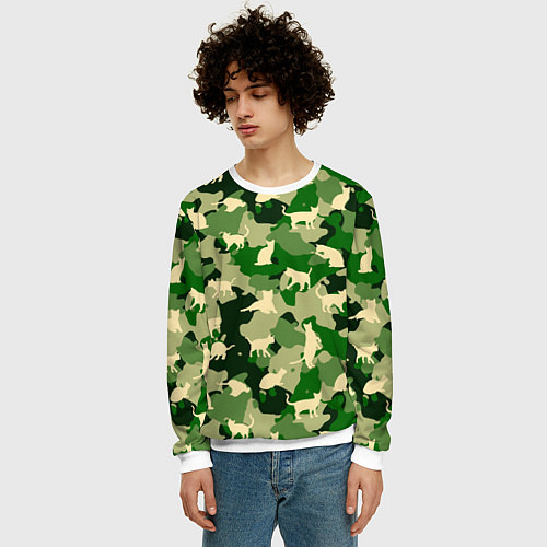 Мужской свитшот Коты на камуфляже / 3D-Белый – фото 3