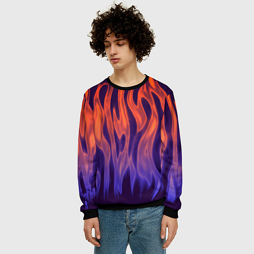 Мужской свитшот Сиреневое пламя / 3D-Черный – фото 3