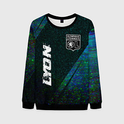 Свитшот мужской Lyon glitch blue, цвет: 3D-черный