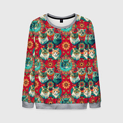 Мужской свитшот Мандала с кошачьим орнаментом