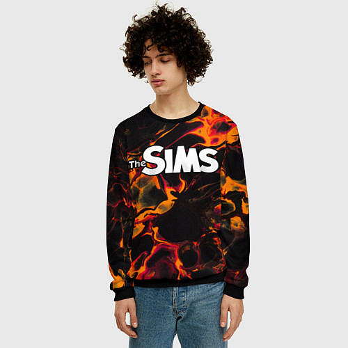 Мужской свитшот The Sims red lava / 3D-Черный – фото 3
