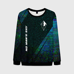 Свитшот мужской No Mans Sky glitch blue, цвет: 3D-черный