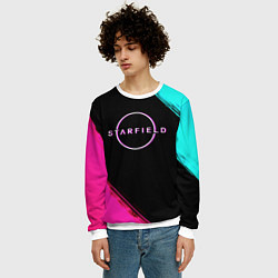 Свитшот мужской Starfield neon, цвет: 3D-белый — фото 2