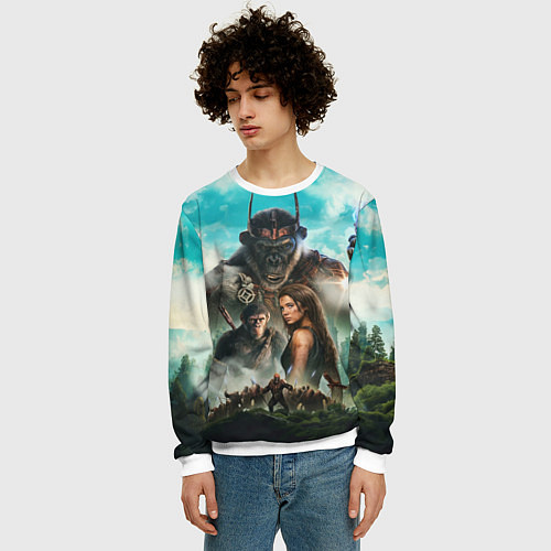 Мужской свитшот Постер планета обезьян / 3D-Белый – фото 3