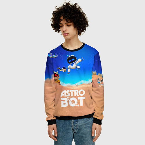 Мужской свитшот Astro bot персонажи / 3D-Черный – фото 3