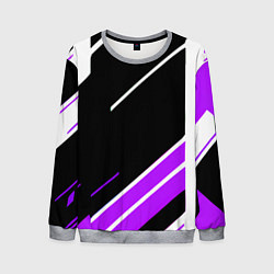 Мужской свитшот Бело-фиолетовые полосы на чёрном фоне