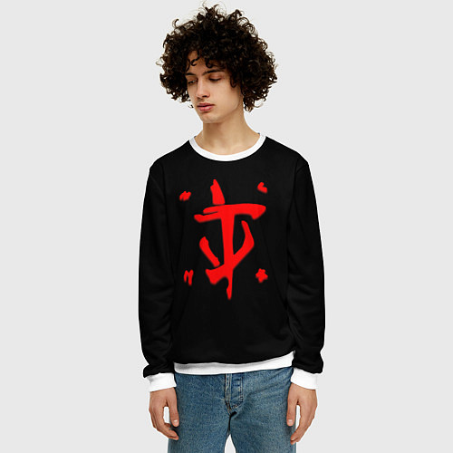 Мужской свитшот Doom logo red / 3D-Белый – фото 3