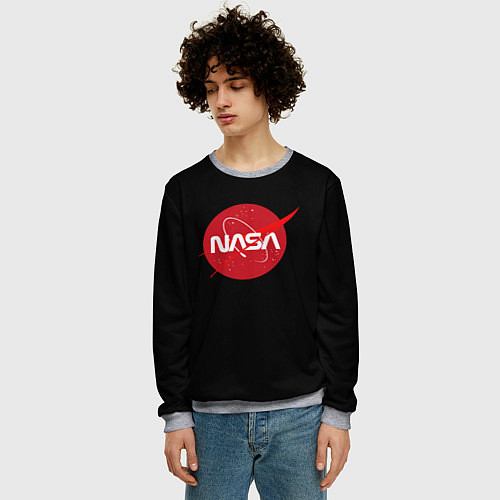 Мужской свитшот Nasa logo red / 3D-Меланж – фото 3