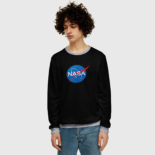 Мужской свитшот Nasa logo space blue / 3D-Меланж – фото 3