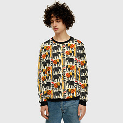 Свитшот мужской Африканские узор слон, цвет: 3D-черный — фото 2