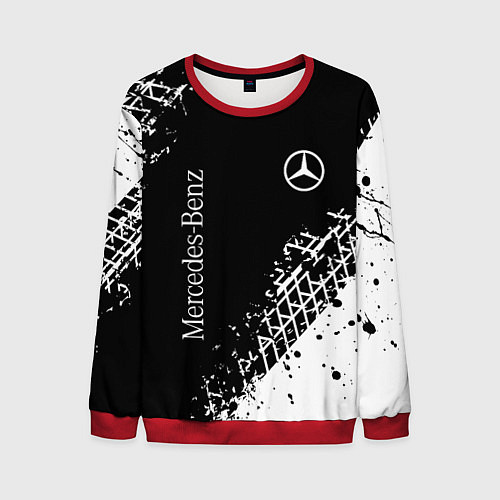 Мужской свитшот Мерседес: следы от шин / 3D-Красный – фото 1