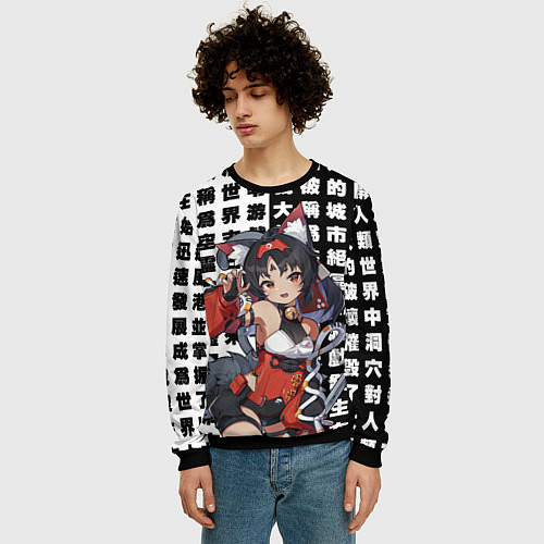 Мужской свитшот Nekomiya - Zenless Zone Zero / 3D-Черный – фото 3