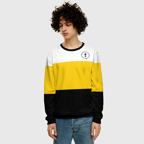 Мужской свитшот За веру царя Николай II крест черный / 3D-Черный – фото 3