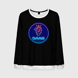 Свитшот мужской Saab logo neon, цвет: 3D-белый