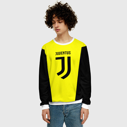 Мужской свитшот Juventus sport geometry yellow / 3D-Белый – фото 3