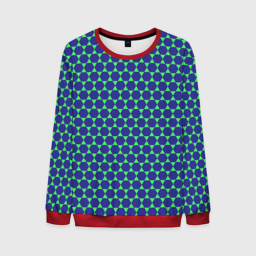 Мужской свитшот Паттерн шестигранников / 3D-Красный – фото 1