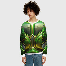 Свитшот мужской Объемная зеленая текстурная кожа, цвет: 3D-белый — фото 2
