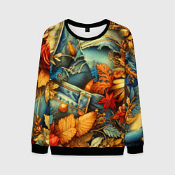 Мужской свитшот Композиция из цветов и рваной джинсы - нейросеть