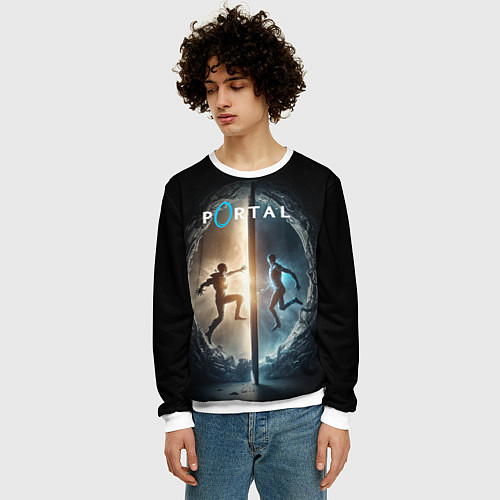 Мужской свитшот Люди в портале / 3D-Белый – фото 3