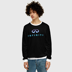 Свитшот мужской Infiniti logo neon, цвет: 3D-белый — фото 2