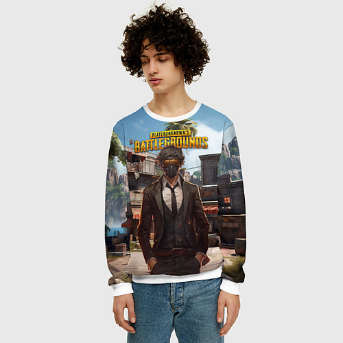 Мужской свитшот PUBG персонаж в маске / 3D-Белый – фото 3