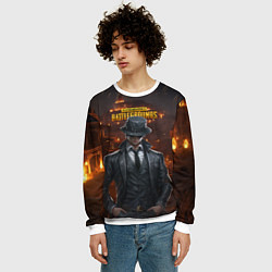 Свитшот мужской PUBG персонаж - город в огне, цвет: 3D-белый — фото 2