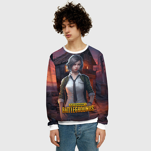 Мужской свитшот PUBG девушка в игре / 3D-Белый – фото 3
