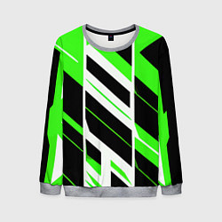 Мужской свитшот Black and green stripes on a white background