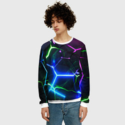 Свитшот мужской Микс из разломленных плит и неоновое свечения, цвет: 3D-белый — фото 2