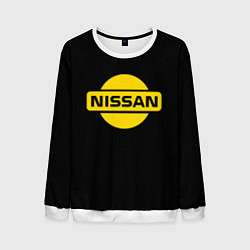 Свитшот мужской Nissan yellow logo, цвет: 3D-белый