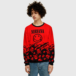 Свитшот мужской Nirvana rock skull, цвет: 3D-черный — фото 2