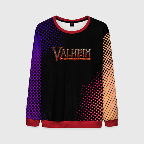 Мужской свитшот Valheim logo pattern / 3D-Красный – фото 1