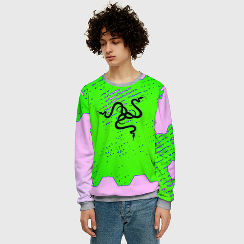 Мужской свитшот Razer pattern geometry / 3D-Меланж – фото 3