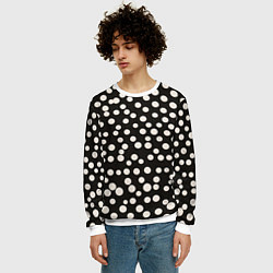 Свитшот мужской Черный фон с белыми кружками, цвет: 3D-белый — фото 2