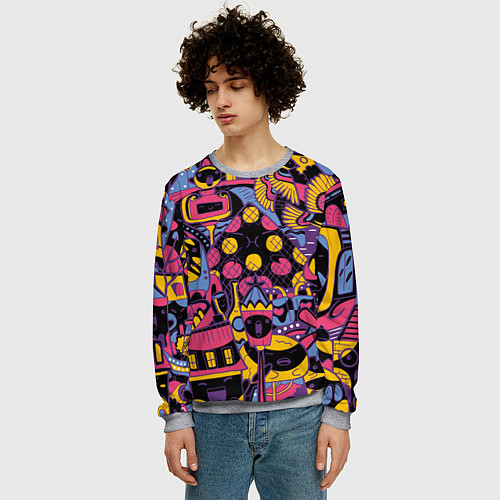 Мужской свитшот О Париж / 3D-Меланж – фото 3