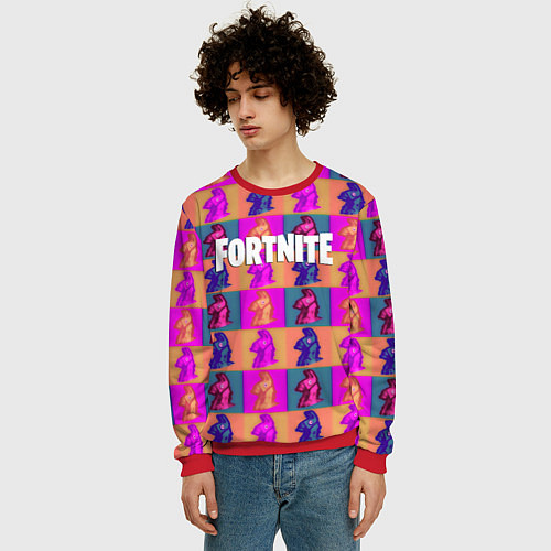 Мужской свитшот Fortnite logo pattern game / 3D-Красный – фото 3