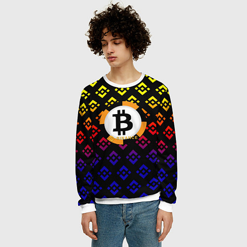 Мужской свитшот Bitcoin binance / 3D-Белый – фото 3