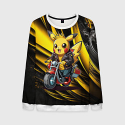 Свитшот мужской Пикачу на красном мотоцикле, цвет: 3D-белый