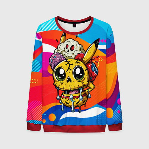 Мужской свитшот Пикачу в стиле зомби / 3D-Красный – фото 1