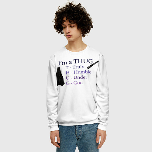 Мужской свитшот Im a thug / 3D-Белый – фото 3