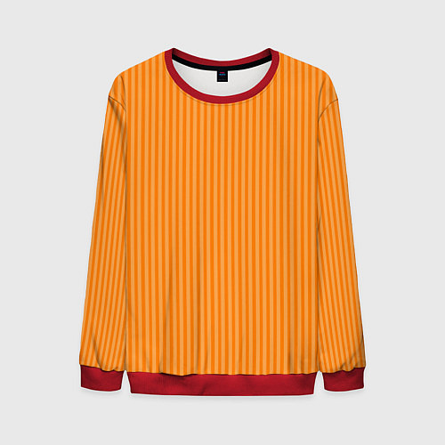 Мужской свитшот Оранжевый в тонкую полоску / 3D-Красный – фото 1