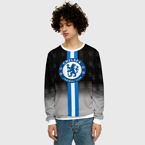 Мужской свитшот Chelsea fc sport geometry / 3D-Белый – фото 3